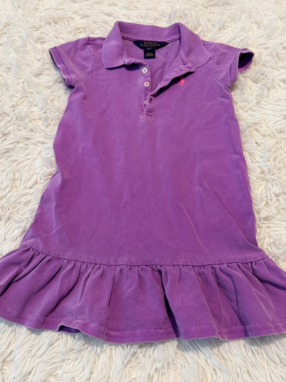Ralph Lauren Polo Purple Ruffle Hem Polo Dress